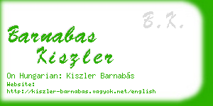 barnabas kiszler business card